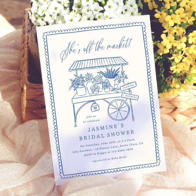 Marché de Fleurs Dessinées à la Main Budget Enterr (Card Front Mock-up)