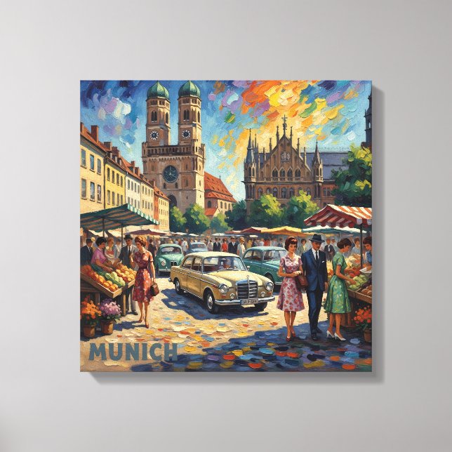 Marché de Munich par Twin Towers Toile d'art (Recto)