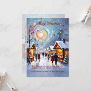 Marché de Noël fantaisiste Joyeux Noël Carte 5x7