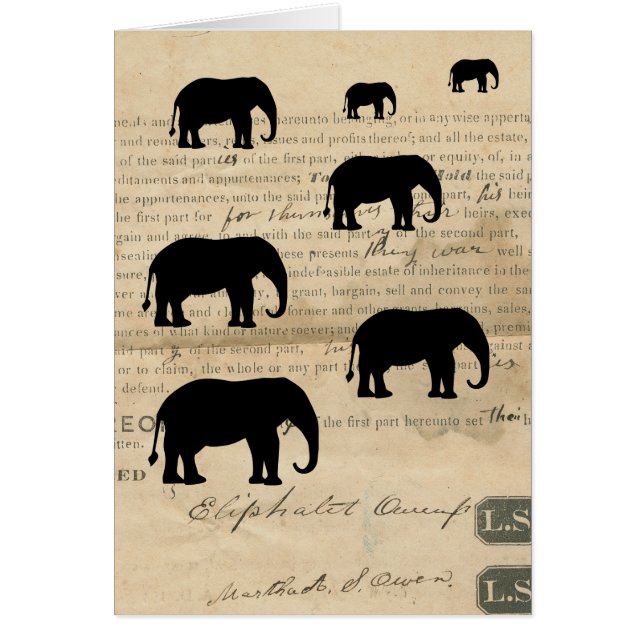 Marche des éléphants sur la carte Deed Ephemera de (Devant)