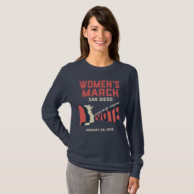 Marche des femmes San Diego Long manche T-Shirt (Devant entier)