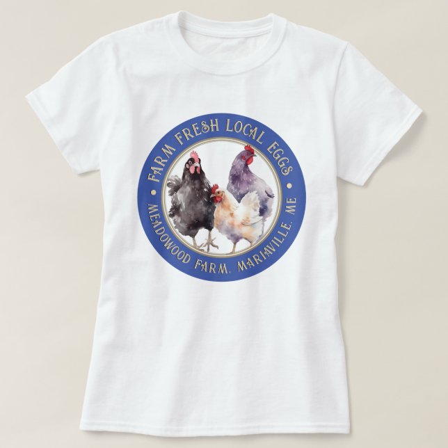 Marché des T-shirts d'oeufs frais de la ferme loca (Design devant)