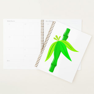 Marche en bambou vert avec Feuilles tropicaux