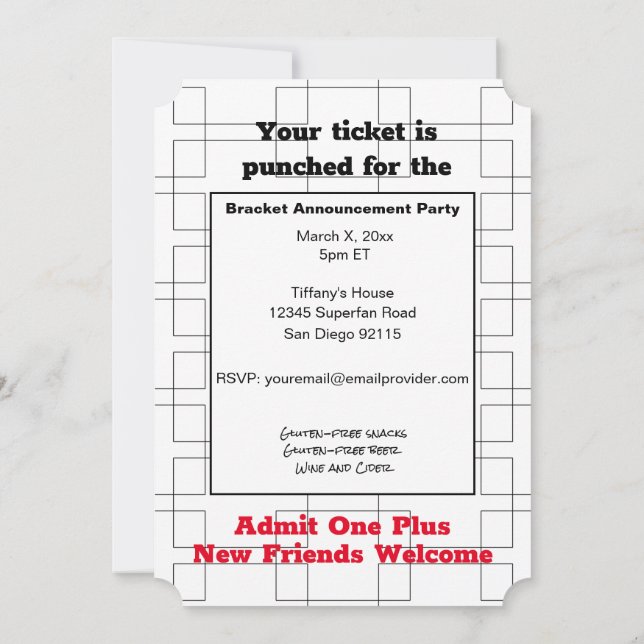 Marche Faire-part de basket-ball (Dos)