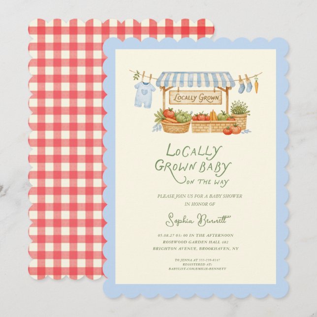 Marché Local  Invitation à une Baby Shower (Devant / Derrière)