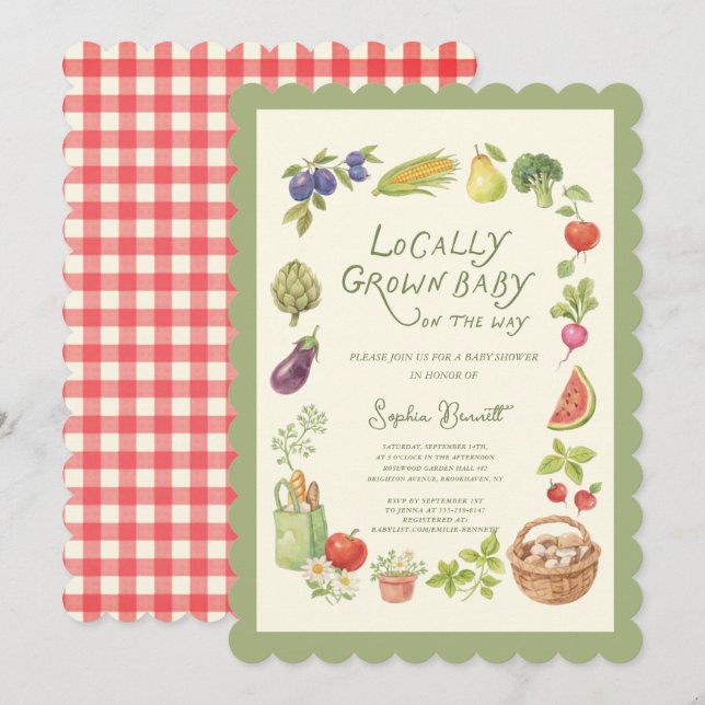 Marché Local  Invitation à une Baby Shower (Devant / Derrière)