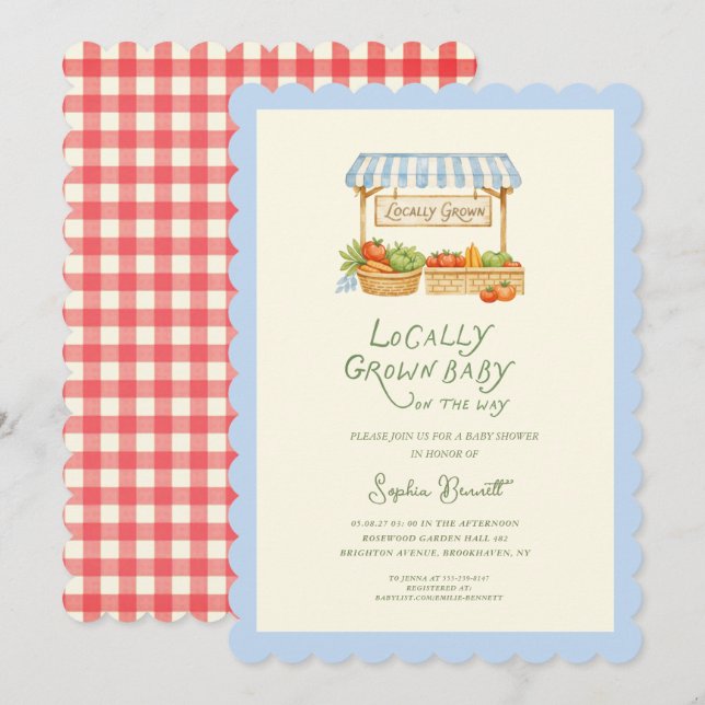 Marché Local  Invitation à une Baby Shower (Devant / Derrière)