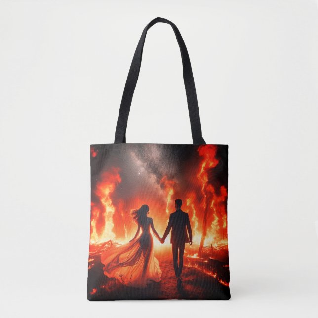 Marcher à travers le feu sur un sac réutilisable (Devant)