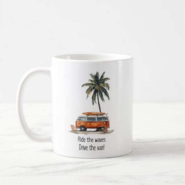 Marcher les vagues VW Campervan Mug (Gauche)