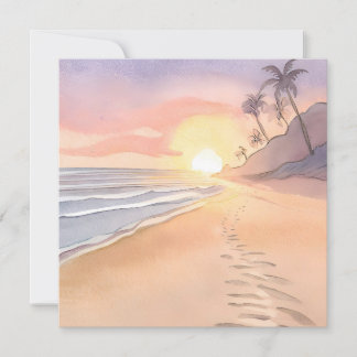 Marcher sur la Plage | Carte Plate Aquarelle Océan