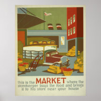 Marchés alimentaires Marchés agricoles Poster vint