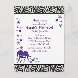 Mardi Gra Thème Anniversaire Invitation