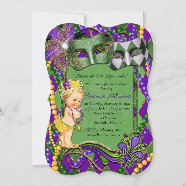 Mardi Gras Baby shower Invitation (Devant)