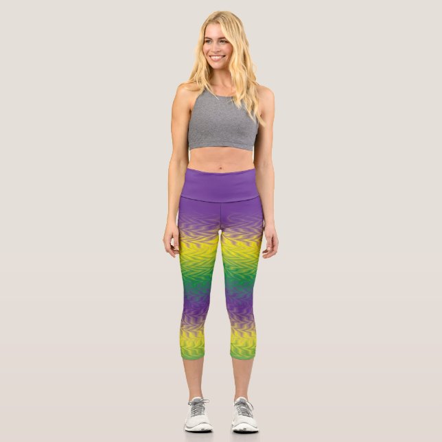 Mardi Gras Capri 3/4 Length Leggings (Liquide) (Recto)