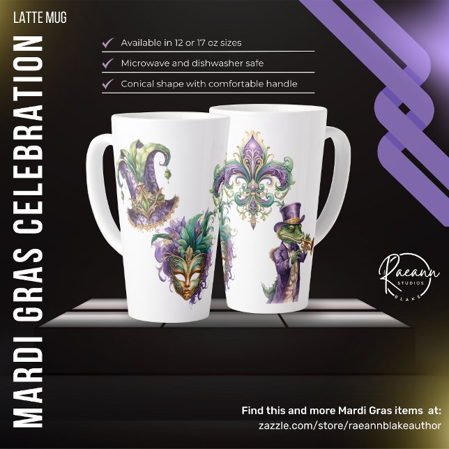  Mardi Gras Celebration Ceramic Latte Mug (Créateur téléchargé)