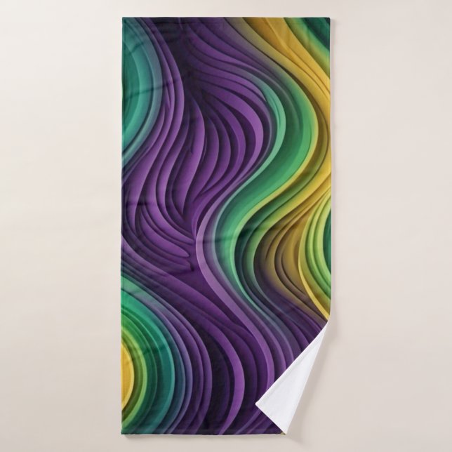 Mardi Gras coloré à motif vague (Serviette de bain)