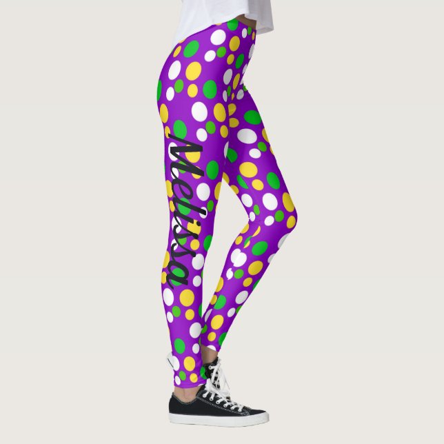 Mardi Gras Confetti Gold Purple Green Leggings (Droite)