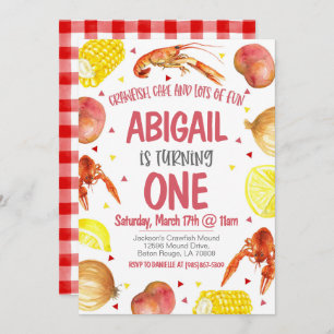Mardi Gras Crawfish First Birthday Invitation
