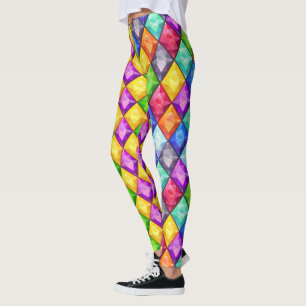 Mardi Gras Diamants Deux Tons Pop Leggings mode