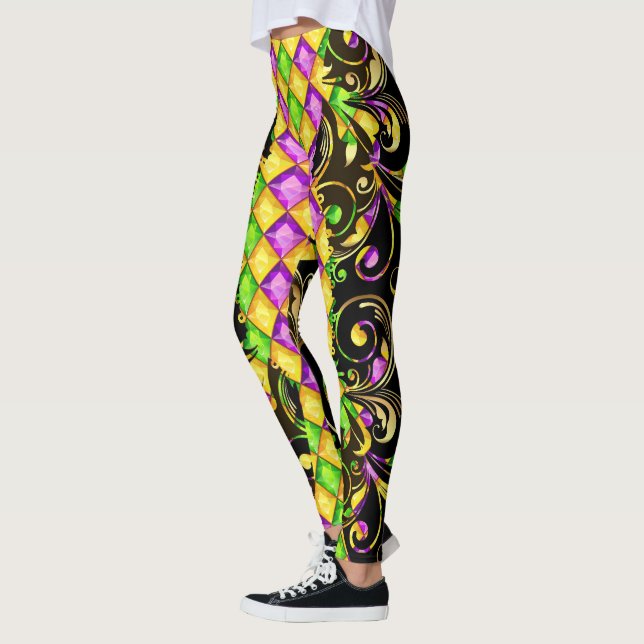 Mardi Gras Diamonds Pop Leggings mode (Gauche)