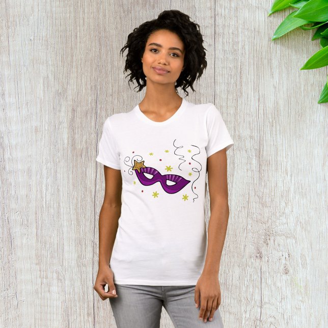 Mardi Gras Eye Mask Carnival Womens T-Shirt (Créateur téléchargé)