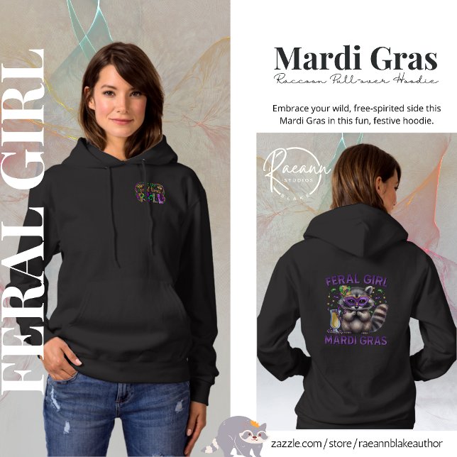 Mardi Gras Feral Girl Raccoon Sweat - shirt à capu (Créateur téléchargé)