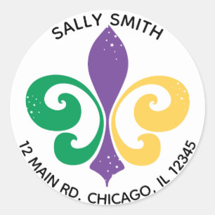 Mardi Gras Fleur De Lis Étiquette de adresse