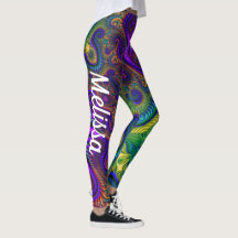 Mardi Gras Gold Purple Black Green Leggings Nom