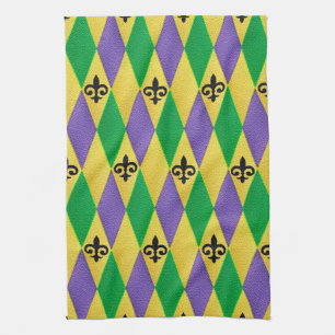 Mardi Gras Harlequin Fleur De Lis Serviettes De Cu