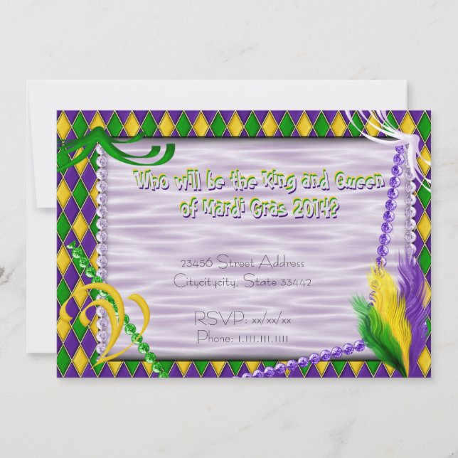 Mardi Gras Harlequin Motif, Perles, Plumes 2 (Devant)