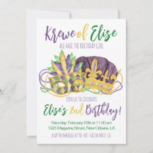 Mardi Gras King Invitation pour le deuxième annive