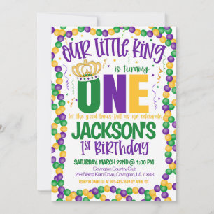 Mardi Gras King Invitation pour le premier anniver