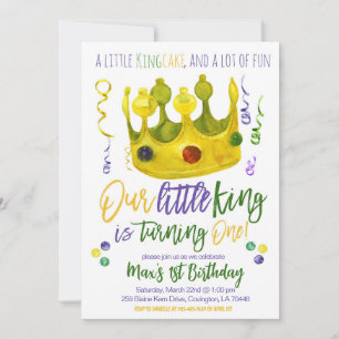 Mardi Gras King Invitation pour le premier anniver