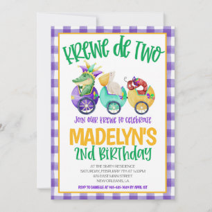 Mardi Gras Krewe Invitation du deuxième anniversai