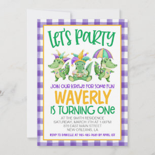 Mardi Gras Krewe Invitation pour le premier annive