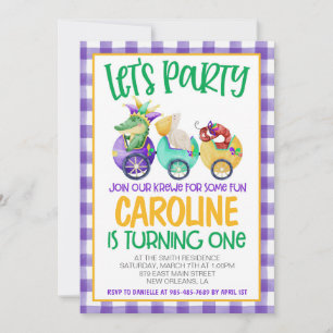 Mardi Gras Krewe Invitation pour le premier annive