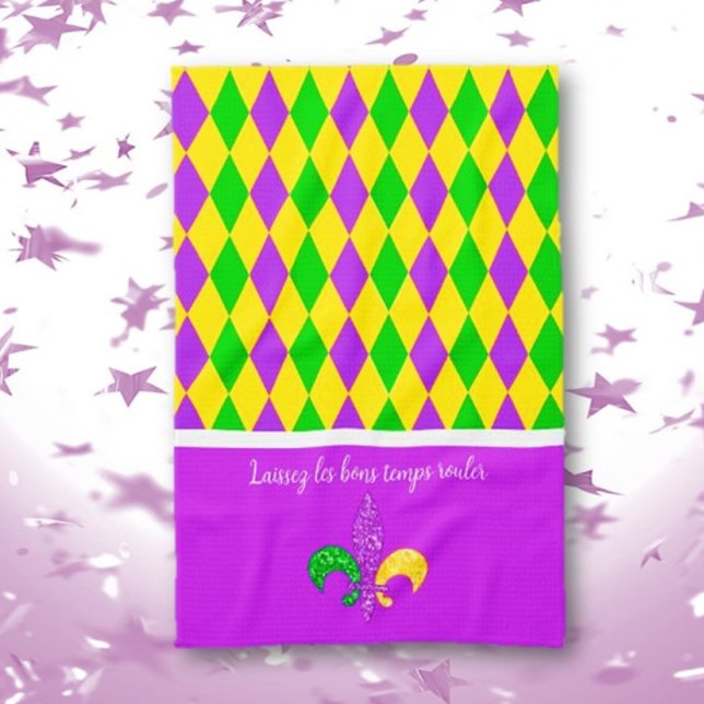 Mardi Gras ! Laisser le Good Times Roll Serviette  (Créateur téléchargé)