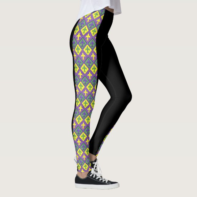 Mardi Gras Leggings Black violet vert or (Droite)