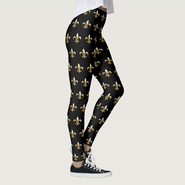 Mardi Gras Leggings fleur de lis or noir (Droite)
