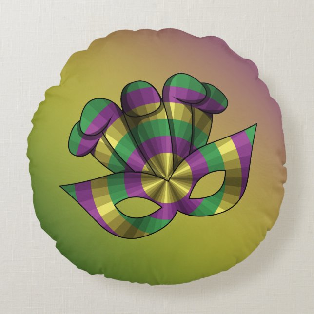 Mardi Gras Masque Coussin rond (Devant)