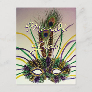 Mardi Gras Masque de plumes Invitations Customisés