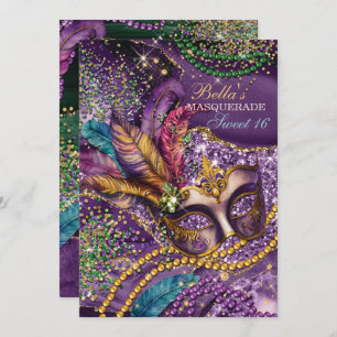 Mardi Gras Masquerade Anniversaire Invitations