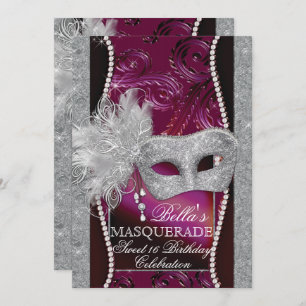 Mardi Gras Masquerade Invitation de fête d'anniver