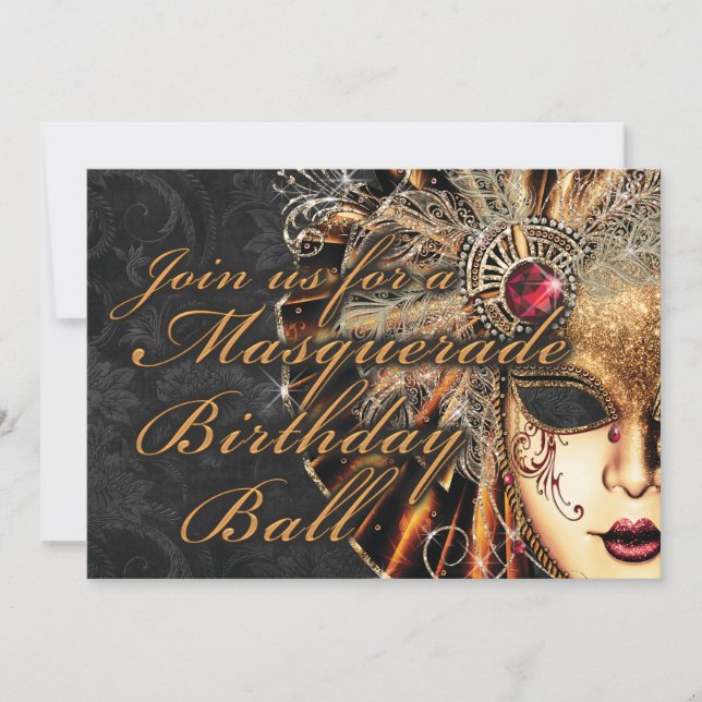 Mardi Gras Masquerade Invitation de fête d'anniver (Devant)