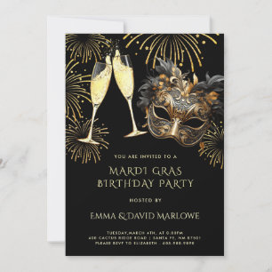 Mardi Gras Masquerade Invitation de fête d'anniver