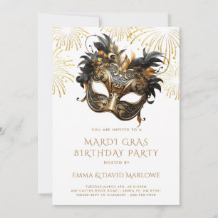 Mardi Gras Masquerade Invitation de fête d'anniver