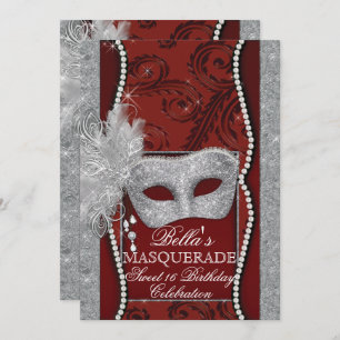 Mardi Gras Masquerade Invitation de fête d'anniver