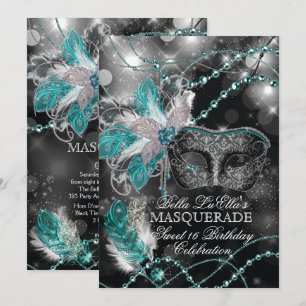 Mardi Gras Masquerade Invitation de fête d'anniver