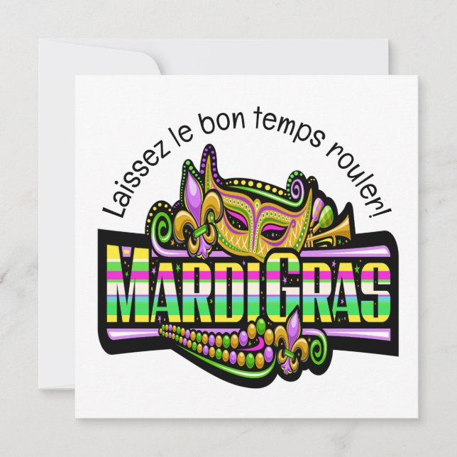 Mardi Gras Masquerade Party Invitation (Devant)