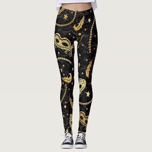 Mardi Gras Masquerade Pop Fashion Leggings (Devant)